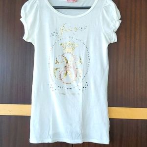 JUICY COUTURE WHITE T SHIRT COTTON, EMBELLISHED, SIZE SMALL